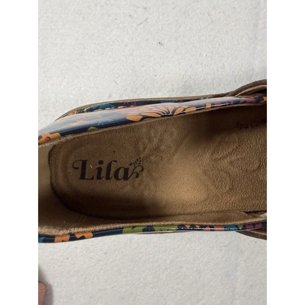 LILA SPA COMFORT-SUREGRIP BEAUTIFUL FLORAL Slip-On CLOGS Size9.5 Slip Resistant
